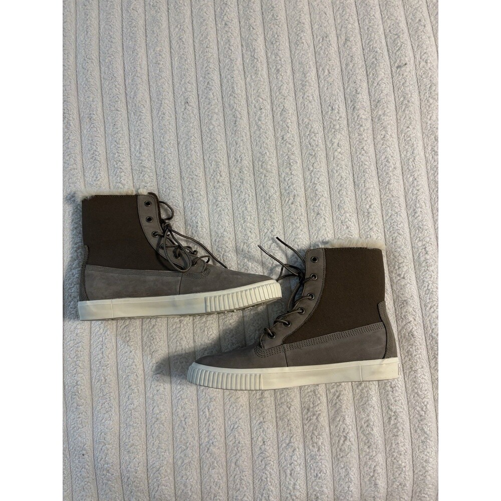 Timberland Skyla Bay Fleece Fold-Down 6 inch Boots Womens 8 Brown Gray Fur Lined
